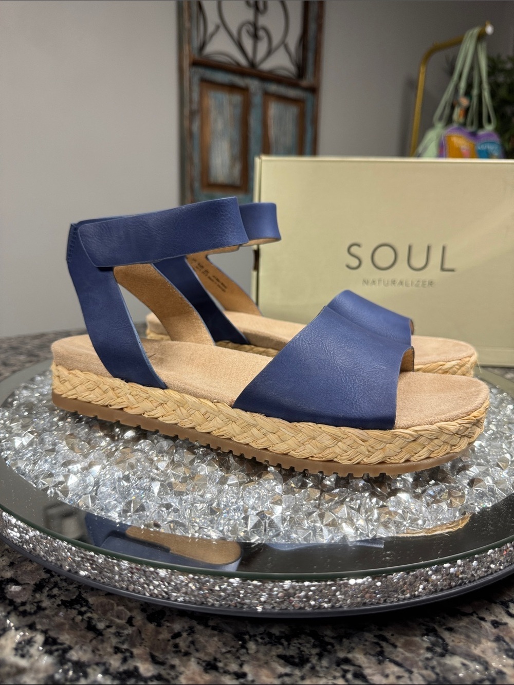 SOUL Naturalizer Deara Navy Braided Espadrille Platform Sandals NEW 9.5